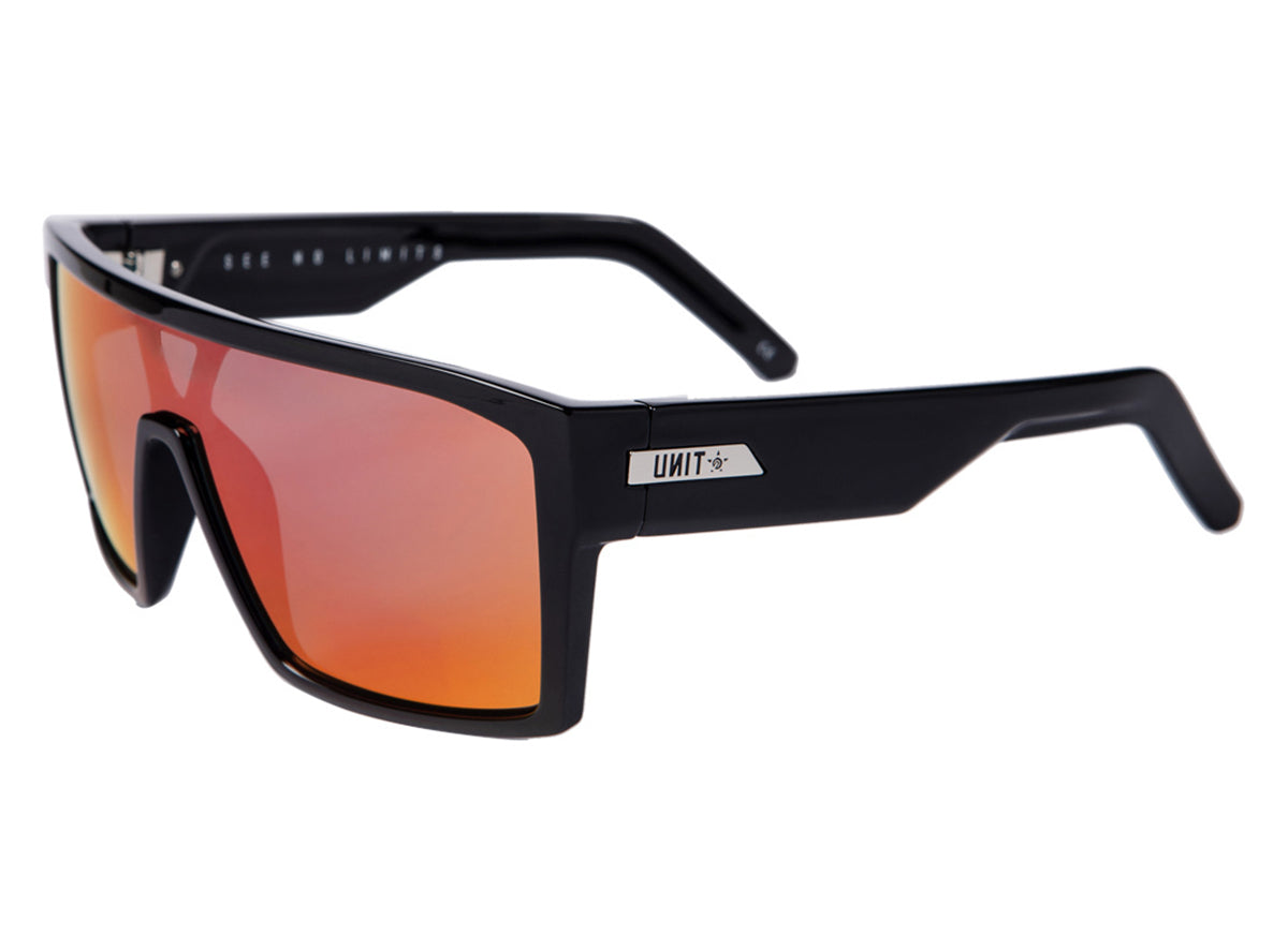 Unit Command Polarised Sunglasses - Black-Purple Orange Mirror