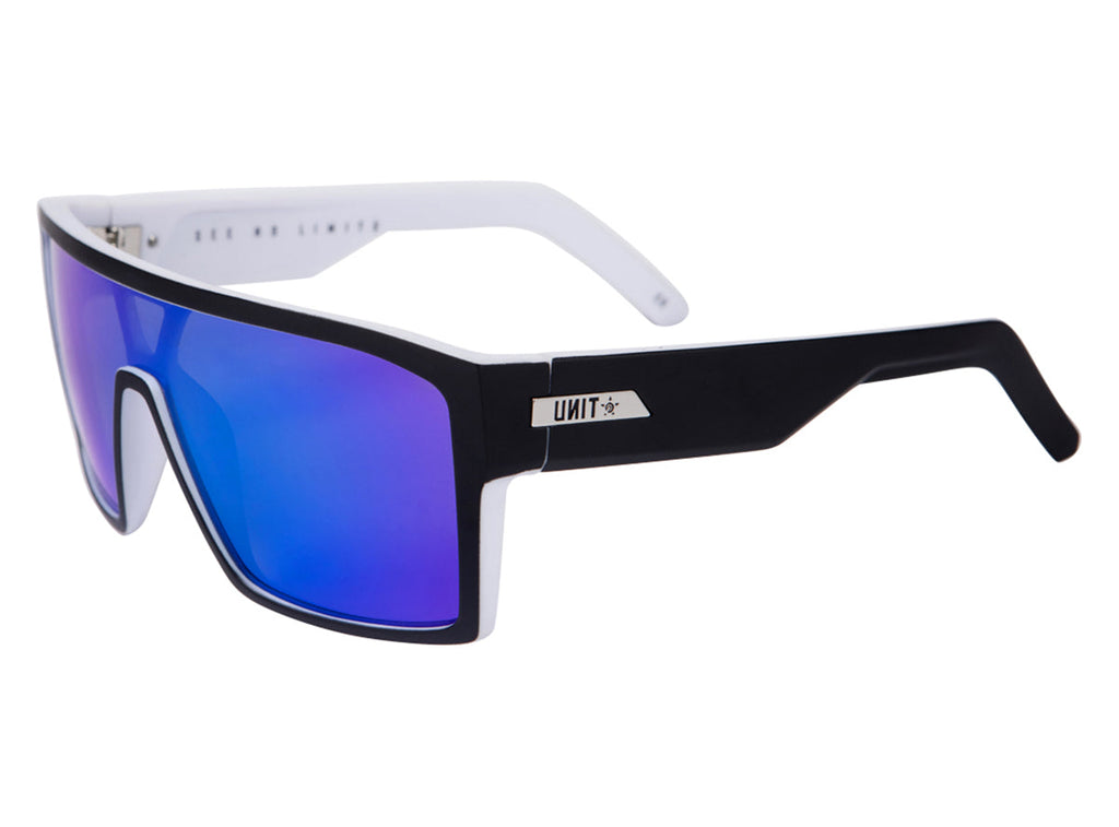Unit Command Polarised Sunglasses - Black-White-Blue Mirror