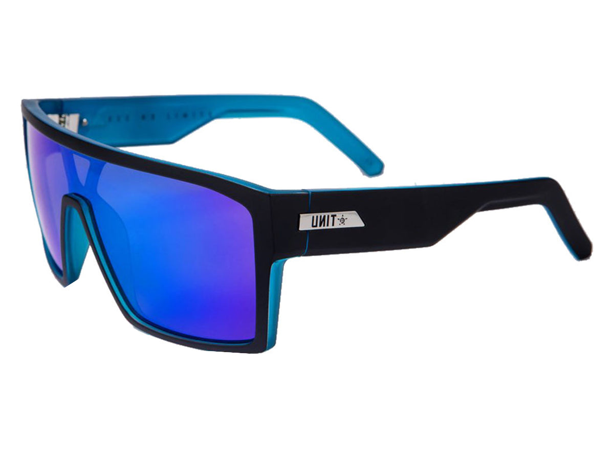 Unit Command Polarised Sunglasses - Matt Black-Sky Blue-Blue Mirror