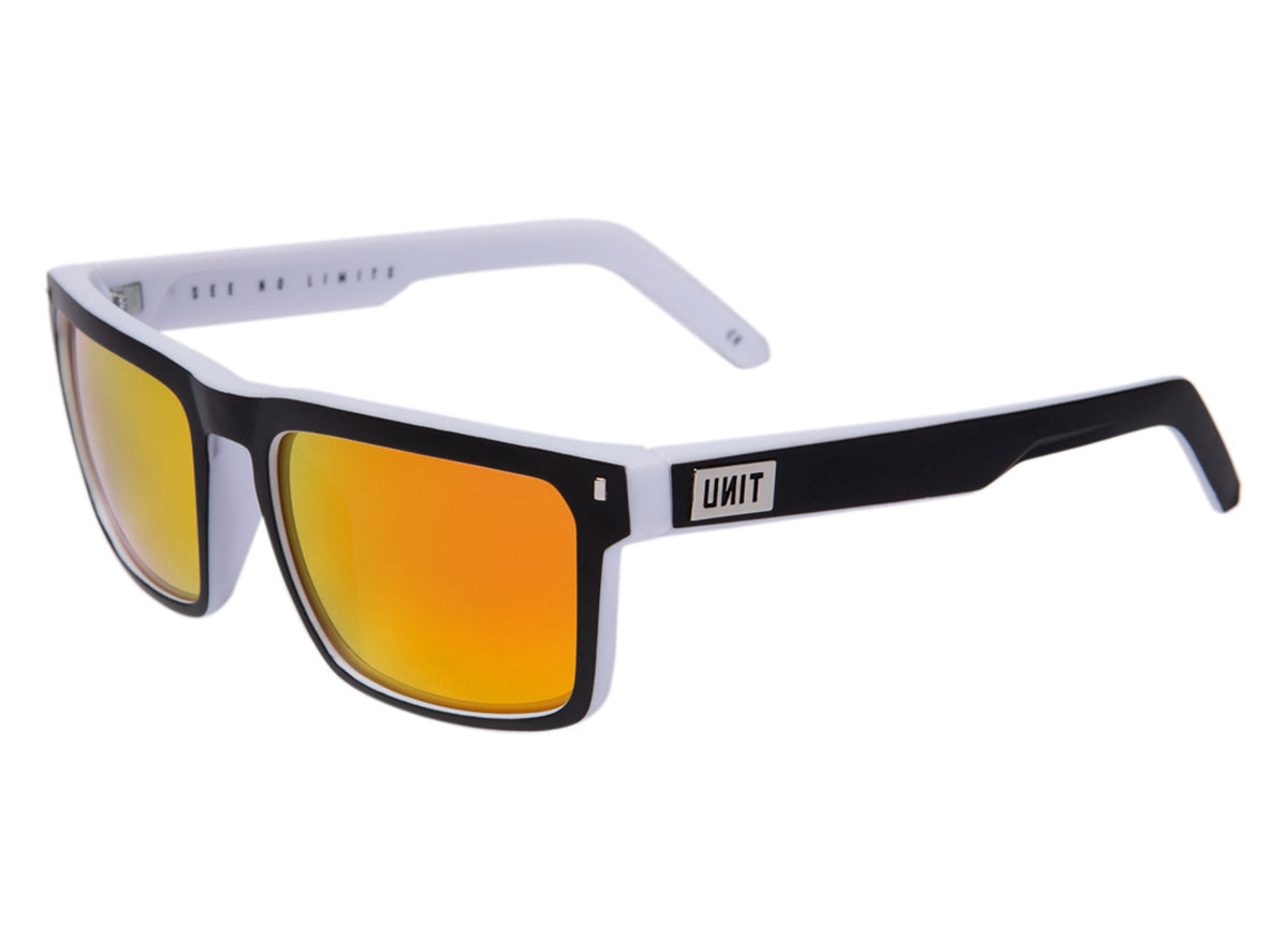 Unit Primer Polarised Sunglasses - Matt Black-White-Orange Mirror