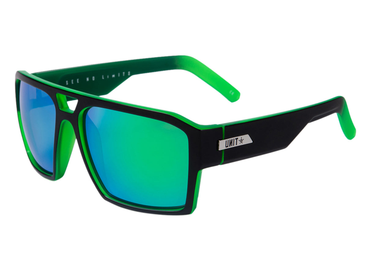 Unit Vault Polarised Sunglasses - Matt Black-Dip Green